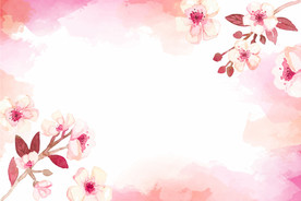 粉色植物花朵花卉树叶手绘背景