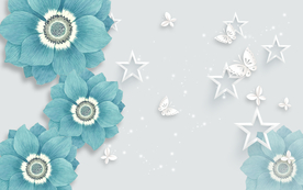 蓝色花朵五角星