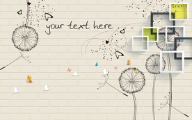 蒲公英简约方框背景