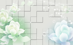 花朵方块梦幻3D电视背景墙