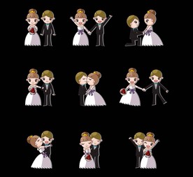 卡通新郎新娘