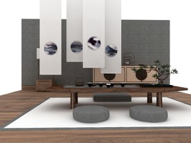 禅意茶桌边柜3d模型