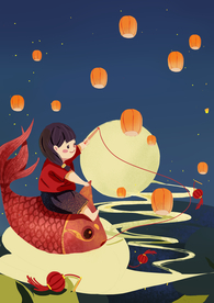 元宵节创意插画
