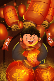 元宵节创意插画