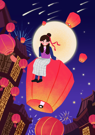 元宵节创意插画