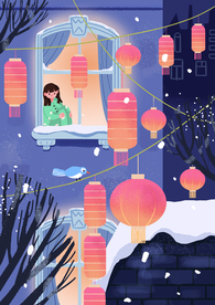 元宵节创意插画