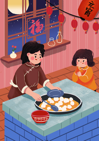 元宵节创意插画