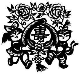 寿 窗花 剪影 中国风 剪纸