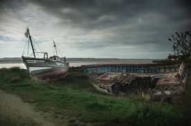 国外风景海边船支