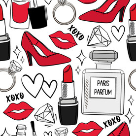 手绘卡通化妆品背景