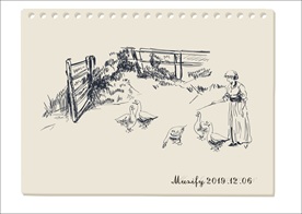 农妇与鹅素描画