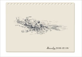 钓鱼小孩素描画