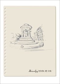 广场圆台建筑素描