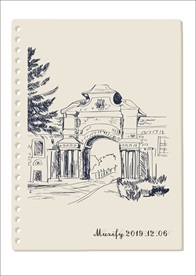 欧洲石拱门素描画