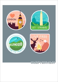 世界建筑圆形徽章