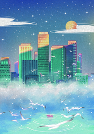 梦幻插画 卡通风景插画