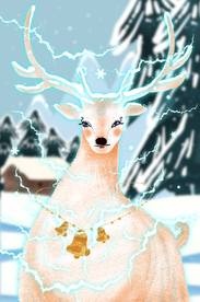 梦幻插画 卡通 动物梦幻插画