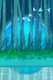 梦幻插画 卡通风景插画