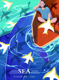 梦幻插画 少女手绘插画