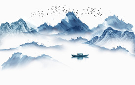 新中式水墨山水图片