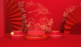 新年红色立体背景
