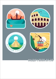 4入世界建筑圆形徽章1