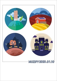 4入建筑圆形徽章