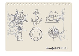 航海风元素手绘稿