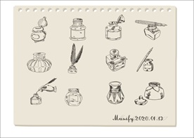 12款墨水瓶手绘稿