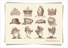 12款入欧式复古皇冠帽饰手绘稿