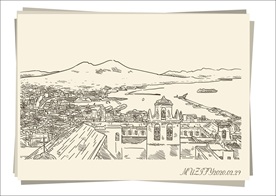 那不勒斯风景手绘稿