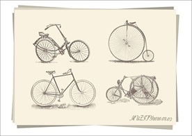 4款入 复古自行车手绘稿