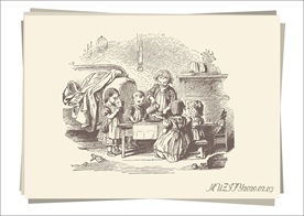 灯下的女孩子们手绘稿