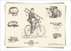 复古自行车零件手绘稿
