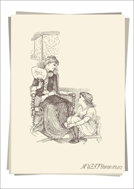 复古坐姿女性手绘稿