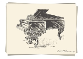 复古钢琴手绘稿