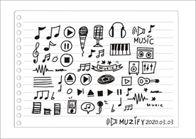 音乐元素手绘涂鸦简笔画