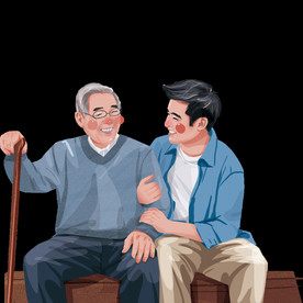 插画 插图敬老爱老