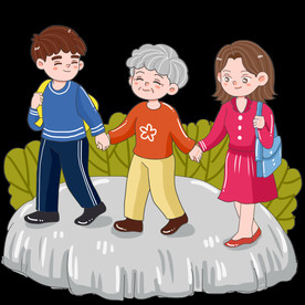 重阳节-全家团圆登高卡通场景