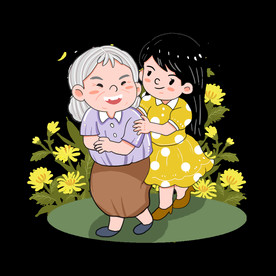 重阳节菊花照顾老人素材