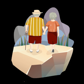 重阳节老人登高望远素材