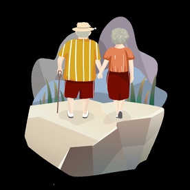 重阳节老人登高望远素材