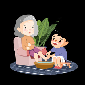 重阳节照顾老人洗脚素材