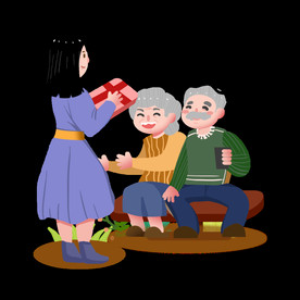 女孩送长辈老人礼物素材重阳节