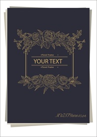 复古手绘金色玫瑰框架矢量