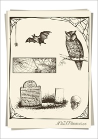 万圣节元素手绘稿