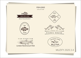 6款入鱼类标签设计手绘稿