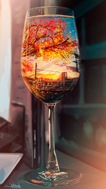 火烧云旭辉云霞杯中画面