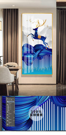 发财树麋鹿晶瓷轻奢玄关