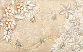 软包珍珠立体花朵3D壁画电视背